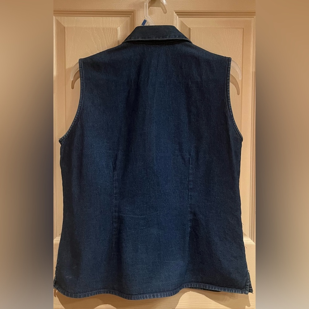 Women’s Embroidered Denim Vest, Size 12 - Picture 4 of 4